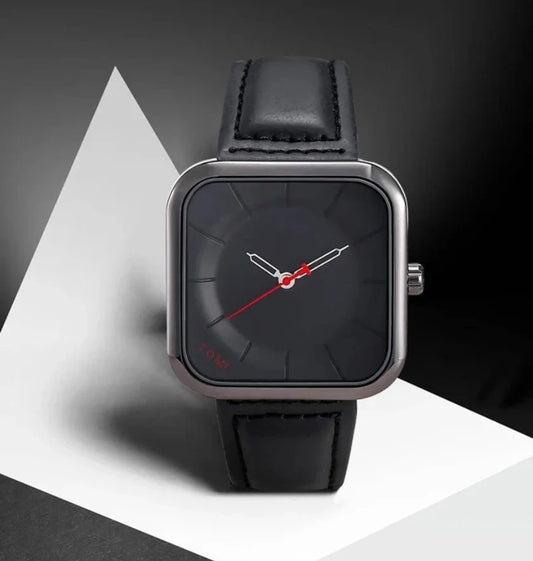 EliteWrist TOMI T-093 Men’s Luxury Square Dial Leather Watch | The Tomi Watches