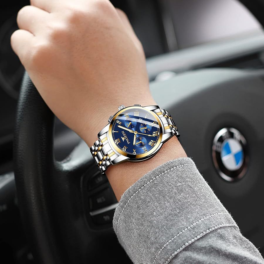 FNGEEN Blue & Gold Dual-Tone Watch