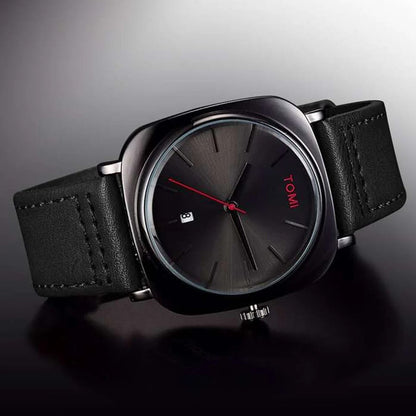 TOMI T-084 Men's Watch Quartz Date Leather Straps