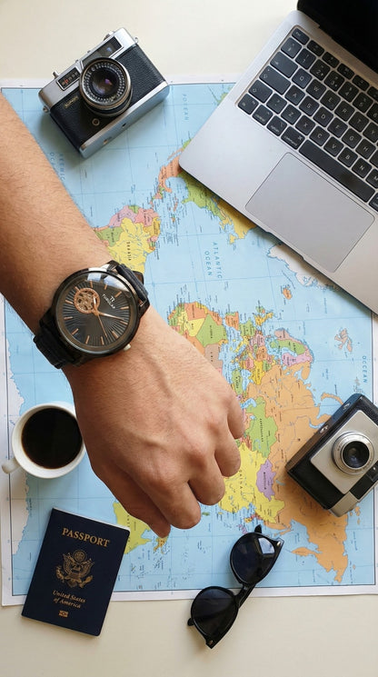 Luxury Black Dial Men’s Wrist Watch with Leather Strap