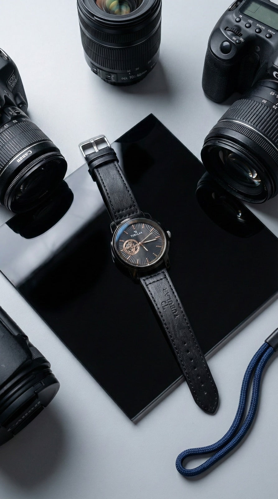 Luxury Black Dial Men’s Wrist Watch with Leather Strap