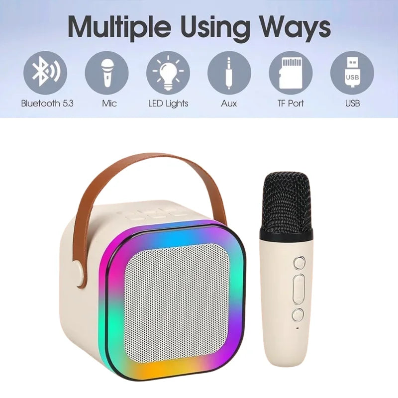 Portable Wireless Bluetooth Speaker with Microphone Sound System for Singing and Parties (Random Color)